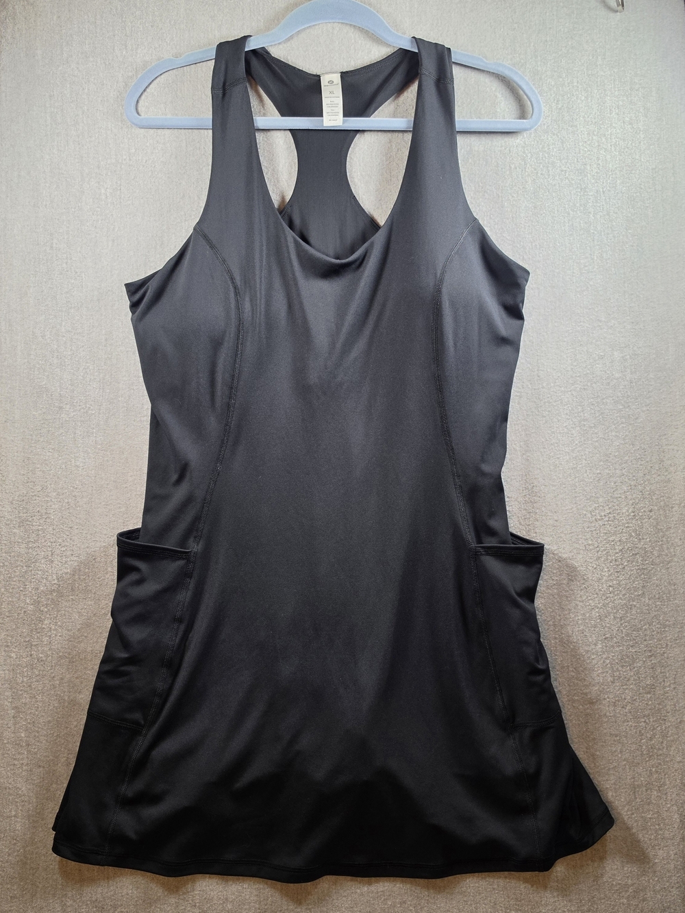 90 Degree By Reflex Black Athletic Racerback Tennis Dress with Side Pockets NWT